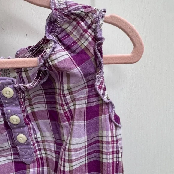 The Children's Place 3T Girls Purple Plaid Polka Dot Short Sleeve Dress - Picture 2 of 6